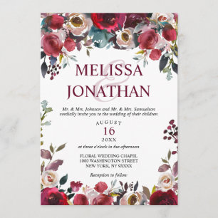 Convites Casamento Floral de Borgonha