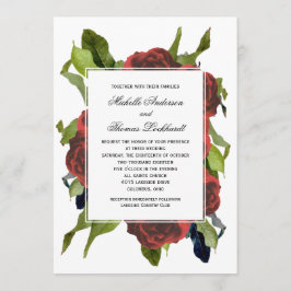 Convites Casamento Floral de Buquê rosa vermelha