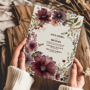 Convites Casamento Floral de Burgundy Boho Fall