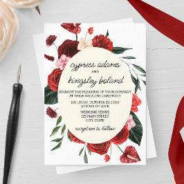 Convites Casamento Floral de Burgundy Fall