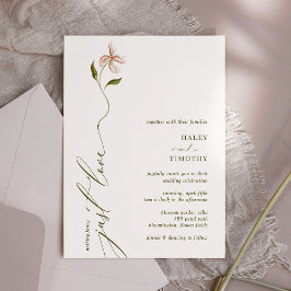 Convites Casamento Floral de Caligrafia Minimalista