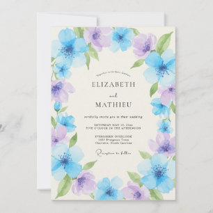 Convites Casamento Floral de Campo Azul Miosótis
