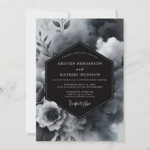 Convites Casamento Floral de Carvão Mal-humorado