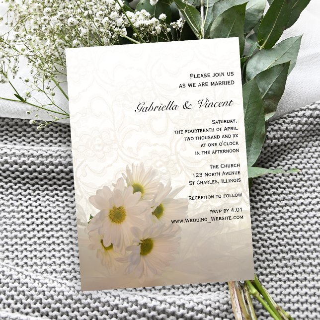 Convites Casamento Floral de Casa Branca e Disies (Criador carregado)