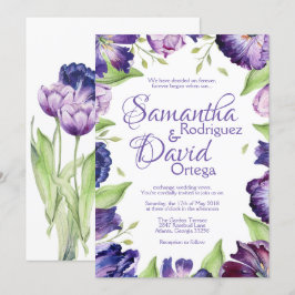 Convites Casamento Floral de Casamento de Tulipas Roxo