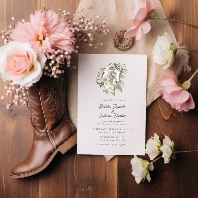 Convites Casamento Floral de Cavalo Russo Moderno (Criador carregado)