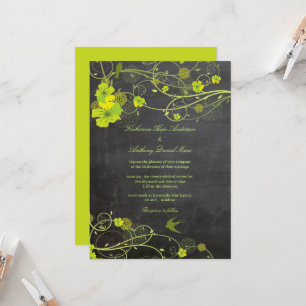 Convites Casamento Floral de Chalkboard Verde Hibiscus Swal