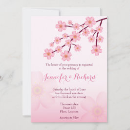 Convites Casamento Floral de Cherry Blossom Rosa Sakura