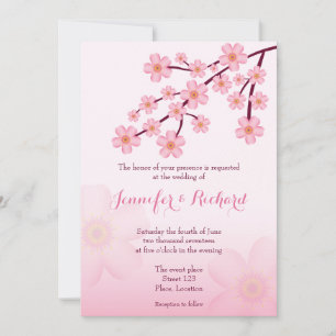 Convites Casamento Floral de Cherry Blossom Rosa Sakura