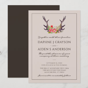 Convites Casamento Floral de Chifre de Veado Country