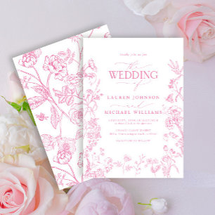 Convites Casamento Floral de Chinoiserie Francesa Elegante 