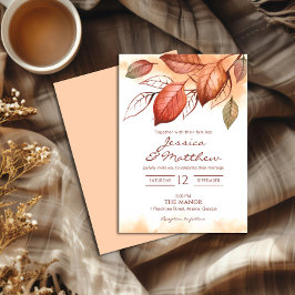 Convites Casamento Floral de Cobra de Aquarela de outono El