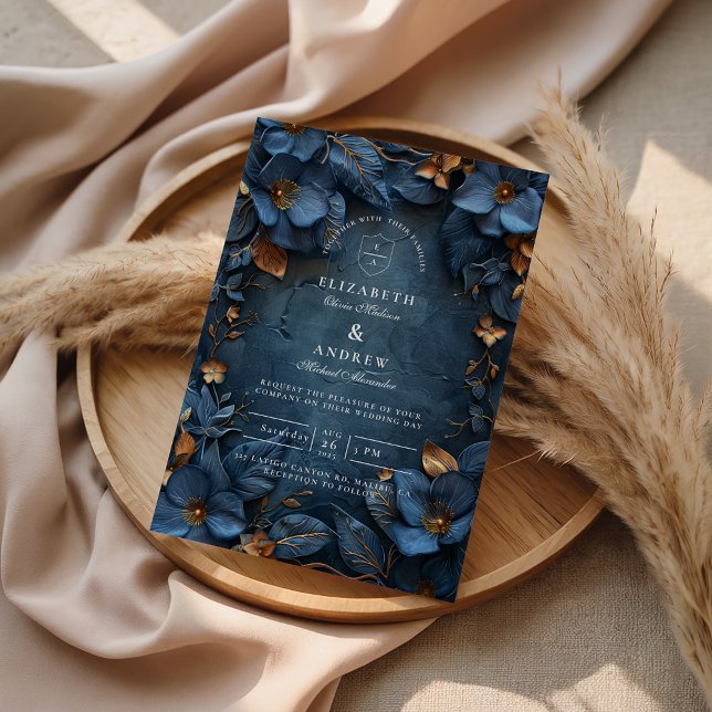 Convites Casamento Floral de Cobre Mal-humorado (Criador carregado)