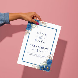 Convites Casamento floral de cor azul-víbora