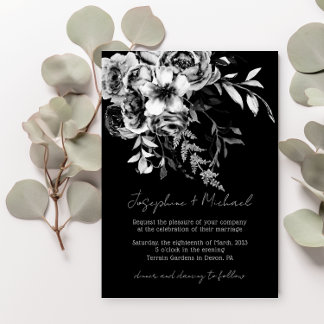 Convites Casamento Floral de Cor Branca Branca Elegante