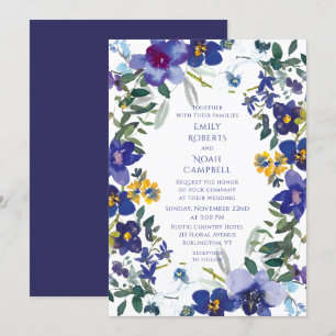 Convites Casamento Floral de Cor d'Água com Orquídea Púr