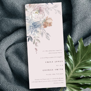 Convites Casamento Floral de Cor de Água com Blush Chic