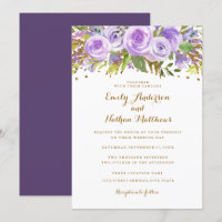 Casamento Floral de Cor de Água Dourada Roxa
