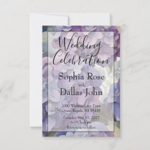 Convites Casamento floral de cor-de-água púrpura empoeirada