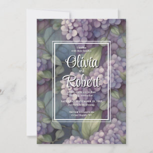 Convites Casamento floral de cor-de-água púrpura empoeirada