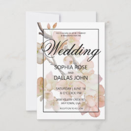 Convites Casamento floral de cor rosa-d'água elegante