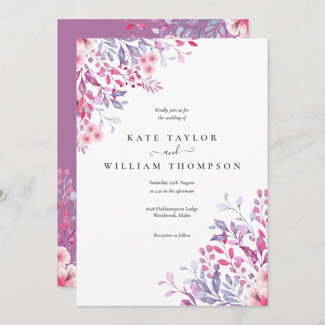 Convites Casamento Floral de Country Wildflower (Frente/Verso)