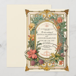 Convites Casamento Floral de Cream Green Vintage