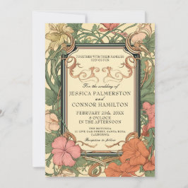 Convites Casamento Floral de Cream Green Vintage
