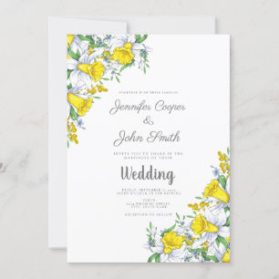 Convites Casamento Floral de Daffodil Daffodil Elegante