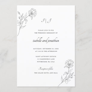 Convites Casamento Floral de Desenho Moderno