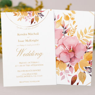 Convites Casamento Floral de Dourado Mel Amarelo