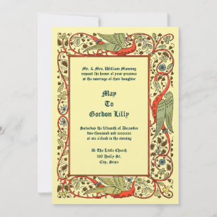 Convites Casamento Floral de Dragões em Estilo Medieval Vin