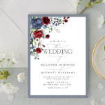 Convites Casamento Floral de Dusty Blue Burgundy<br><div class="desc">Baseado no nosso Chá de panela mais vendido, este maravilhoso e moderno convite para o casamento apresenta buquês de azul empoeirado, verde-sábio e verde botânico eucalipto, azul empoeirado e flores vermelhas-marsala, e é bordado em um azul empoeirado. Personalize seus detalhes acentuados com uma bela caligrafia feita à mão moderna em...</div>