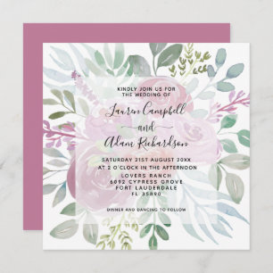Convites Casamento Floral de Dusty Pink Watercolor