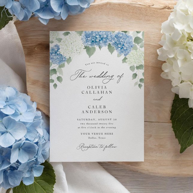 Convites Casamento Floral de Elegante Dusty Blue Hydrangea (Criador carregado)