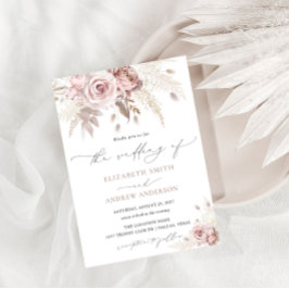 Convites Casamento Floral de Elegante Dusty Rosa
