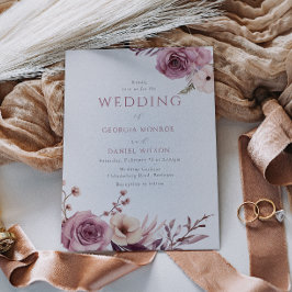 Convites Casamento Floral de Elegante Dusty Rosa Mauve