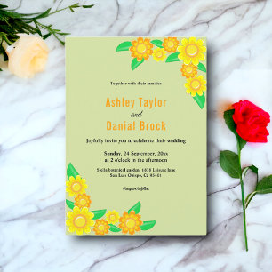 Convites Casamento Floral de Elegante Sunflower Primavera V
