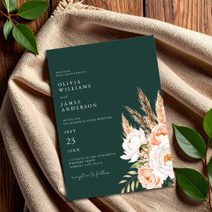Convites Casamento Floral de Emerald Green Boho Chic