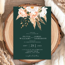 Convites Casamento Floral de Emerald Green Boho Chic