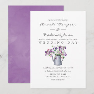 Convites Casamento Floral de Ervilha-Doce em Aquarela