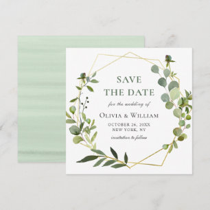 Convites Casamento Floral de Eucalipto Moderno SALVE A DATA