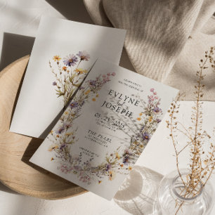 Convites Casamento Floral De Ferida Floral, Rosa-Púrpura,