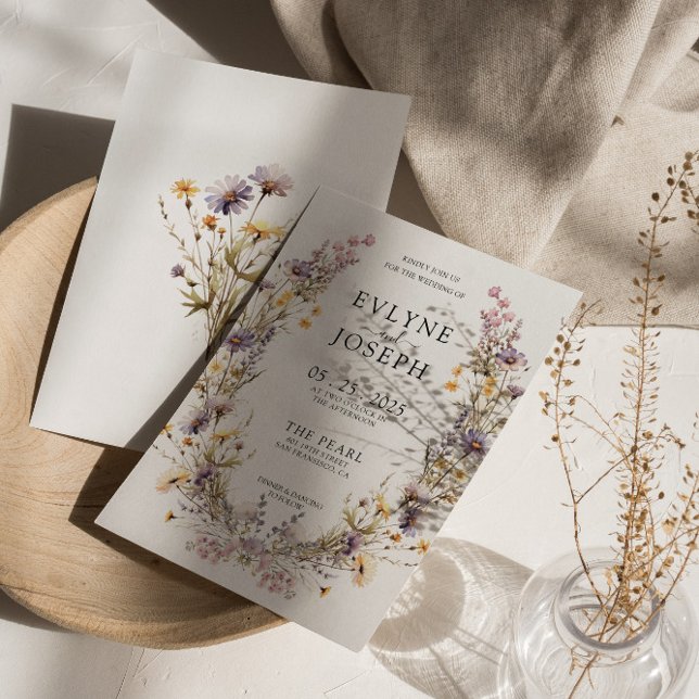 Convites Casamento Floral De Ferida Floral, Rosa-Púrpura, (Criador carregado)