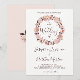 Convites Casamento Floral de Ferida Floral Rosa Rosa Rosa E