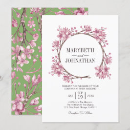 Convites Casamento Floral de Ferida Flórida com Cerejeira R