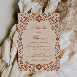 Convites Casamento Floral de Fiesta Beige Mexicano