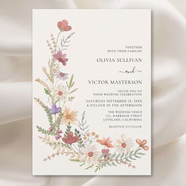Convites Casamento Floral de Flor de Flor Selvagem (Criador carregado)