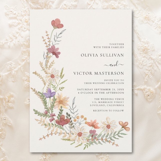 Convites Casamento Floral de Flor de Flor Selvagem (Criador carregado)