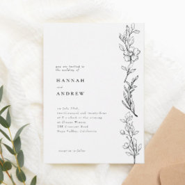 Convites Casamento Floral de Flor de Flor Selvagem Moderna